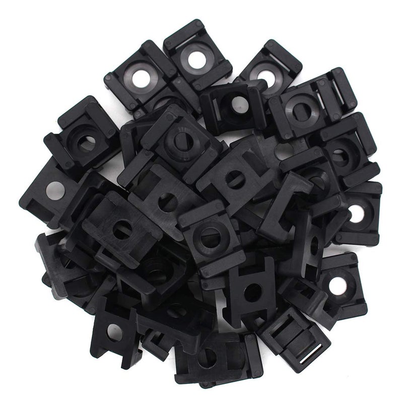 OLIREXD (100 Of Pack) Black 9mm Cable Tie Mount Base Saddle Type Mount Screw Wire Bundle Holder Base Holder Width Cable Large Size 0.75 inch - Image 1